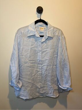Finley Light Blue Linen-Blend Button Down Shirt